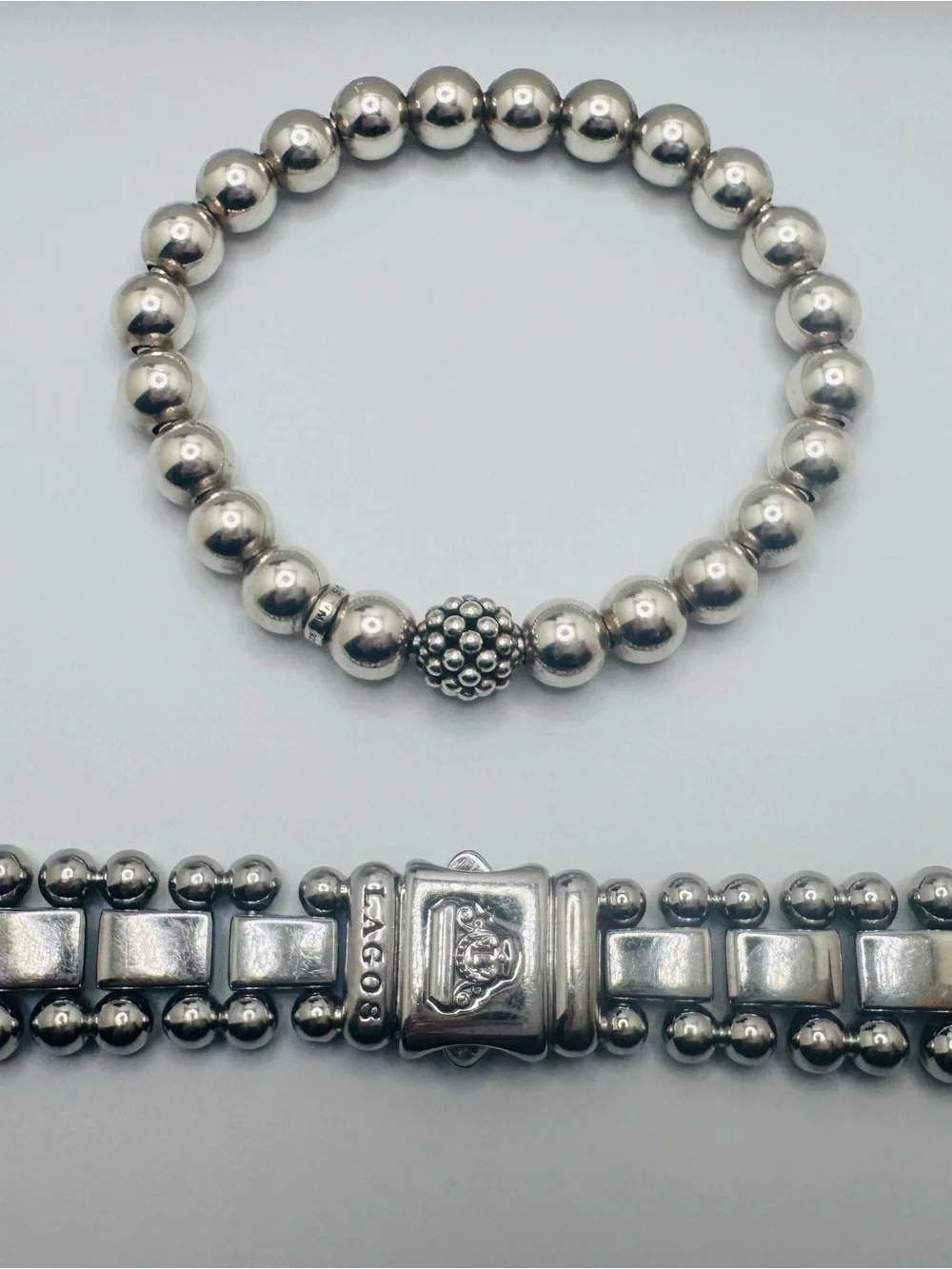 LAGOS Silver Beaded Bracelet with Silver Watch Band